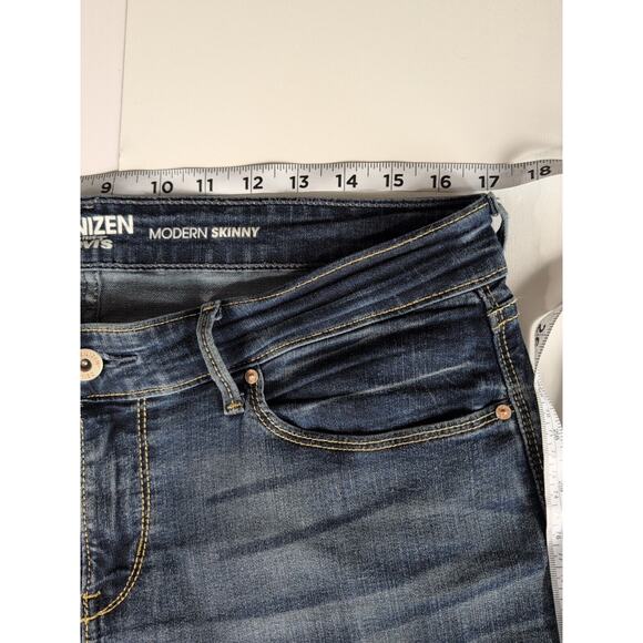 Levi's Denizen Womens Modern Skinny Jeans Blue Dark Wash Mid Rise Denim Size 34W - Picture 6 of 11